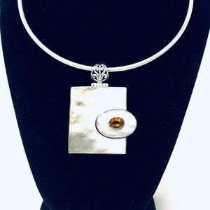 Mother of Pearl Citrine Sterling Silver Pendant